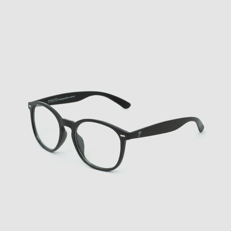 Round Wheat Eyeglasses - Black