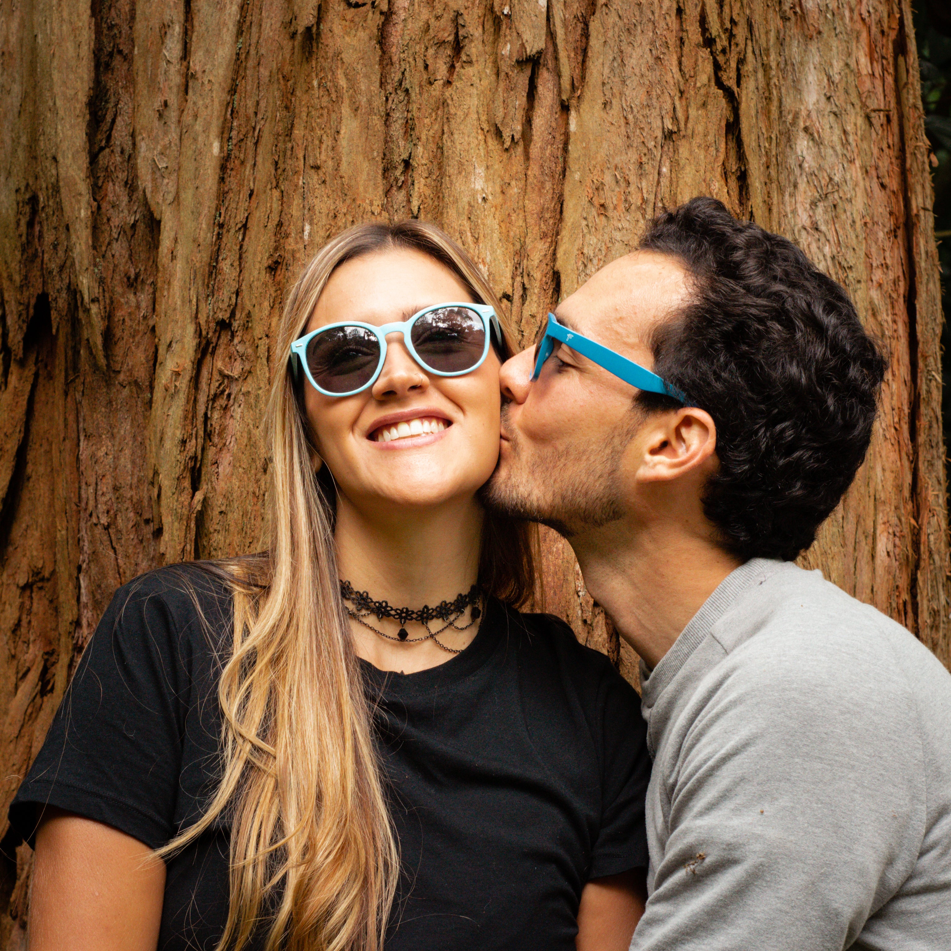 Round Wheat Sunglasses - Blue