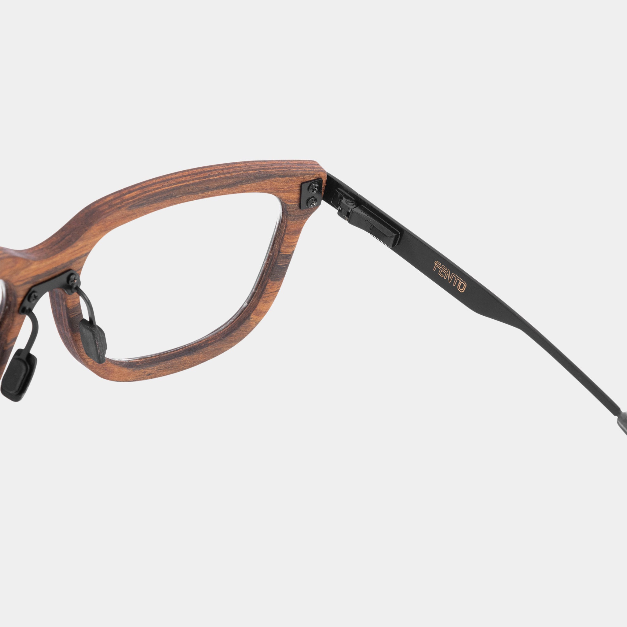 Specta Wood glasses – sturdy yet lightweight teak wood design with modern black accents.