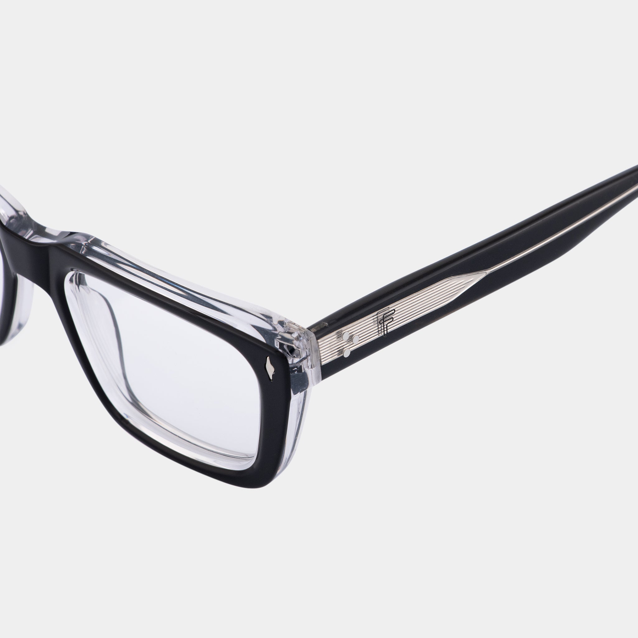Black acetate Tom frame – unisex optical glasses with clean geometric lines.