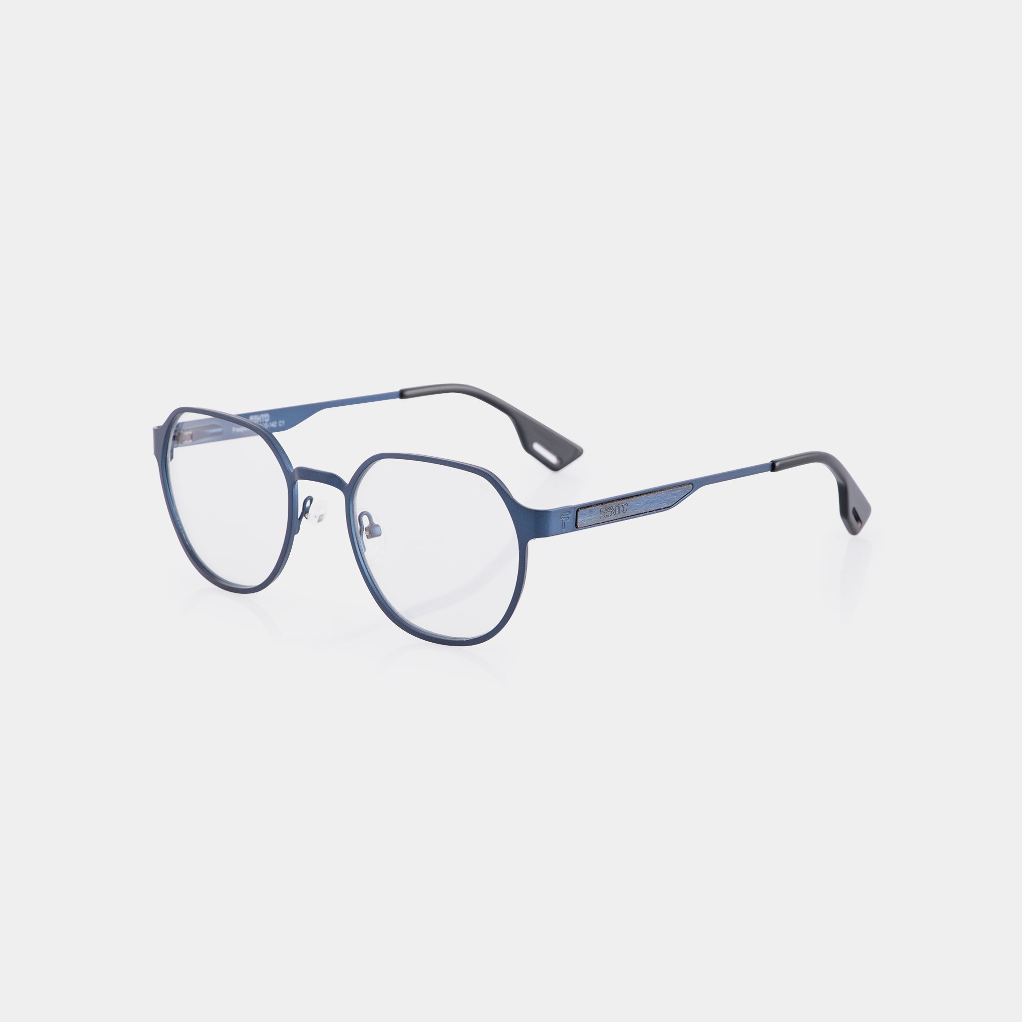 Fento Freeport – unisex eyeglasses in matte navy steel with minimalist lines.
