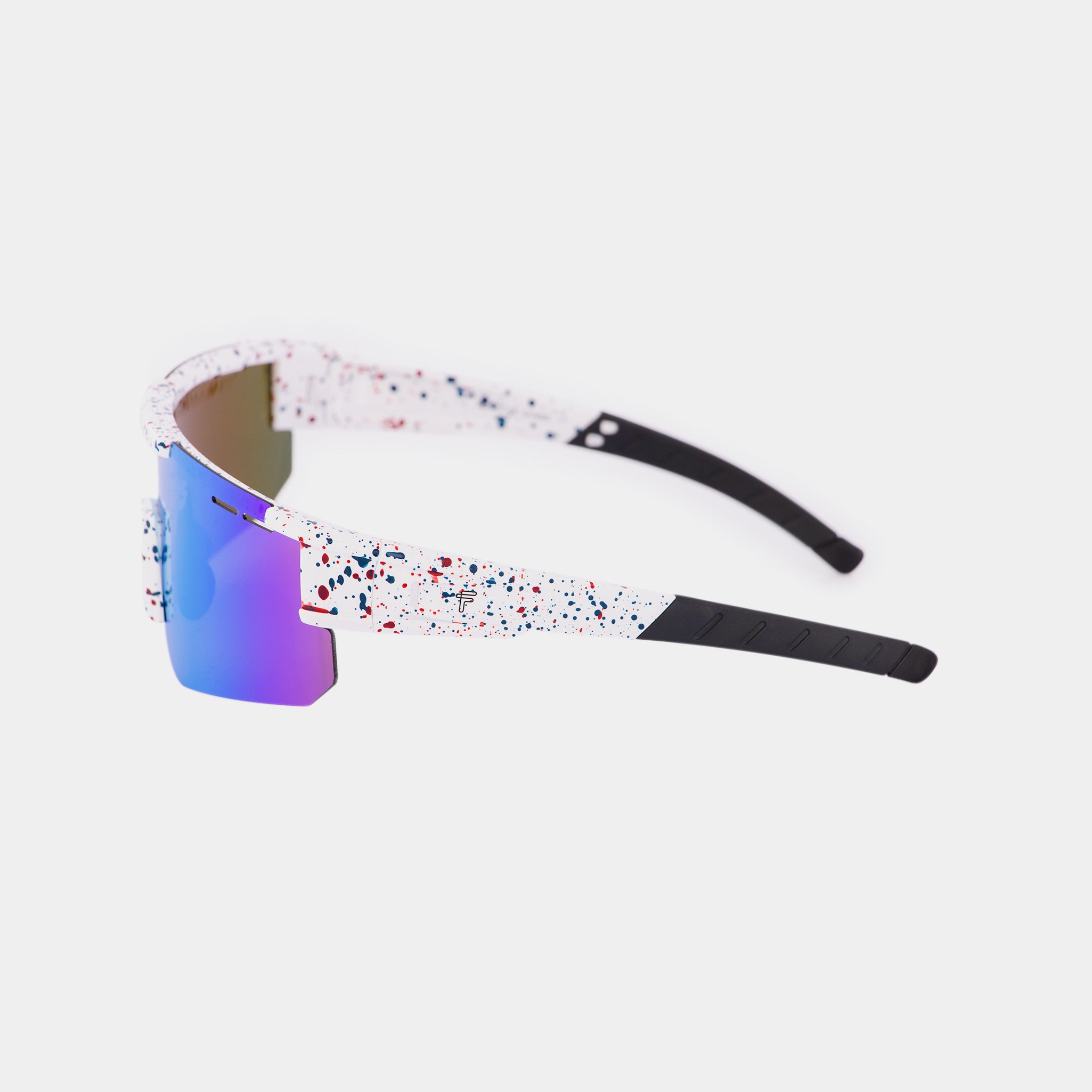 Nitro by Fento – sporty white sunglasses with blue lens and aerodynamic shape.