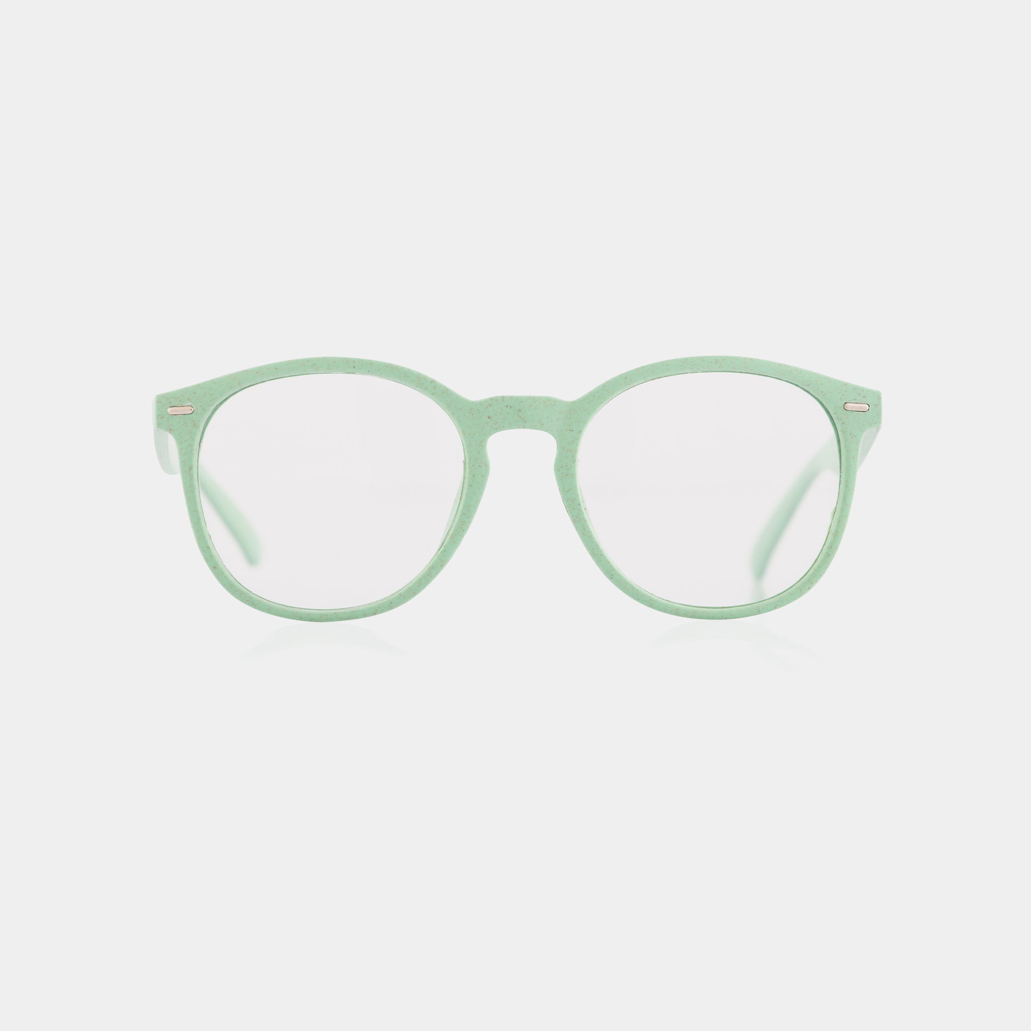 Round Wheat Mint Eyeglasses – modern round design crafted from biodegradable materials.