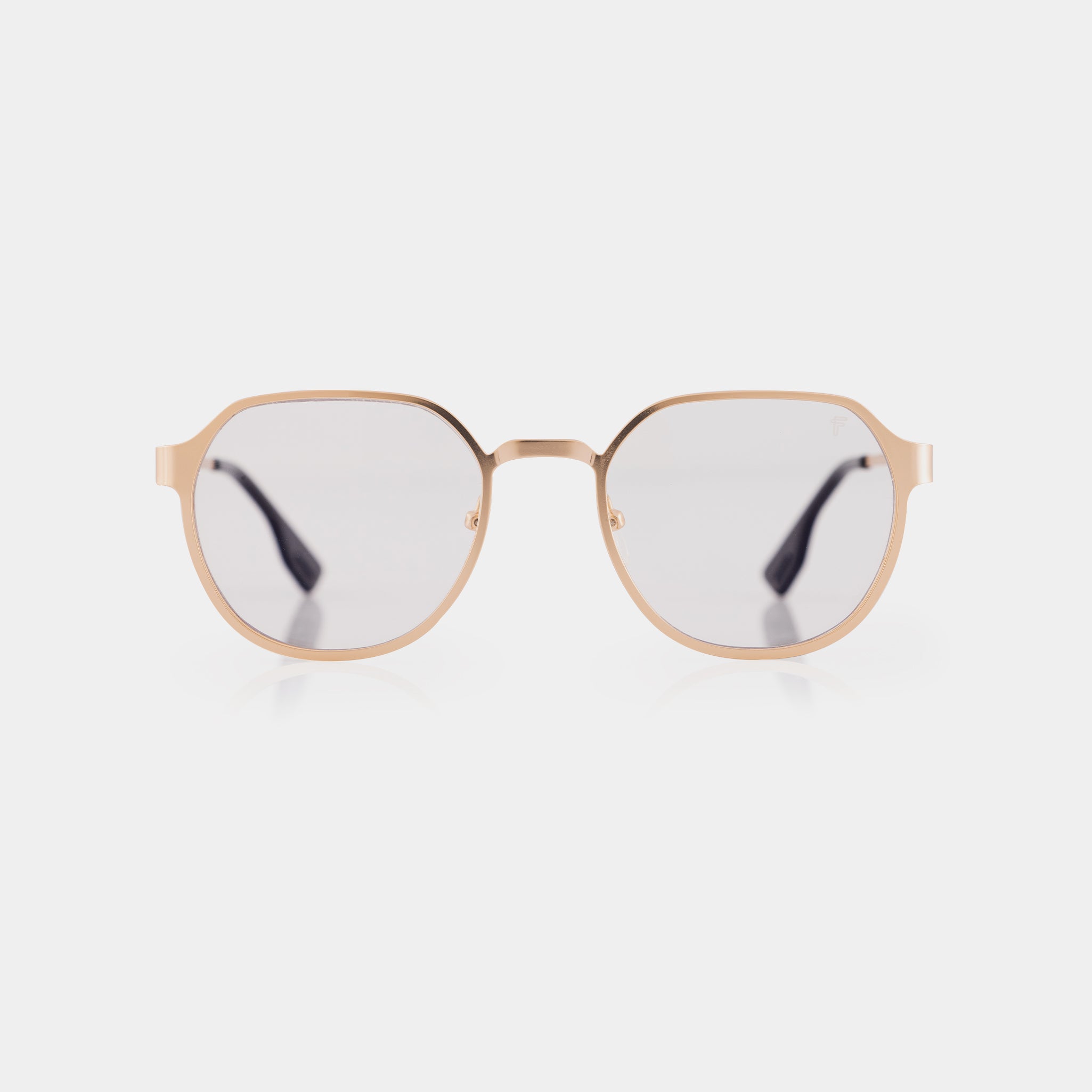 Freeport eyeglasses in gold – lightweight stainless steel frame with geometric shape.