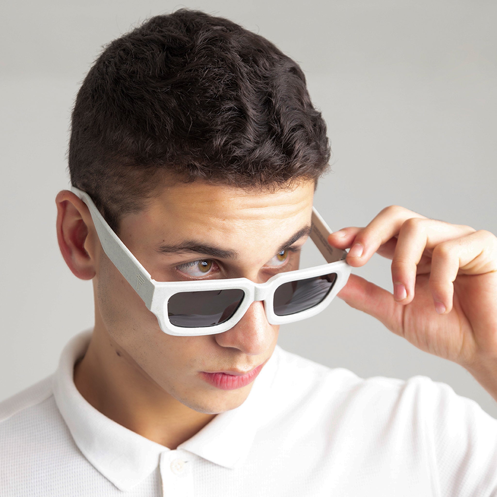 Fento Go Milk – sustainable sunglasses in matte milk-white finish.