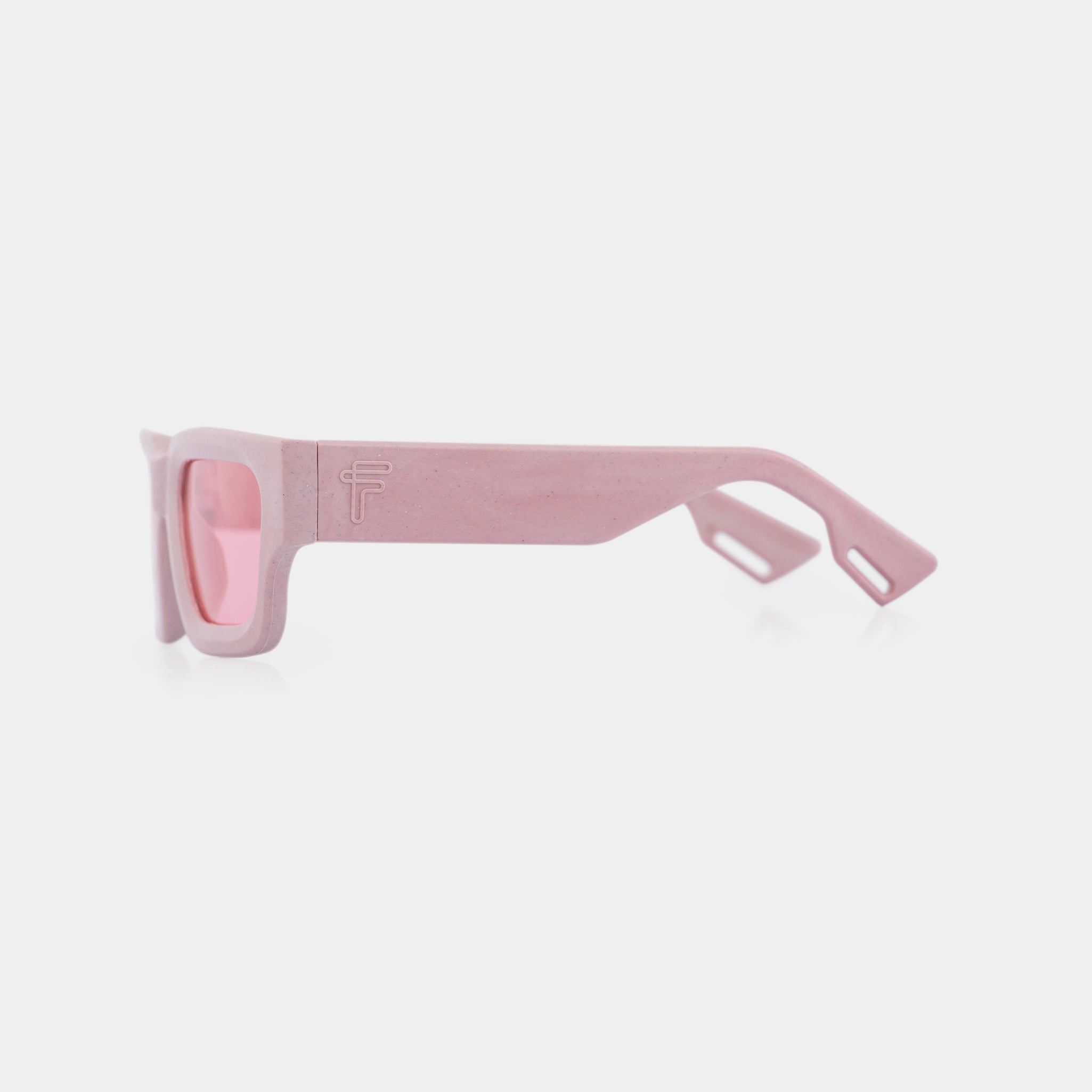 Unisex Go Milk sunglasses – pastel pink frame made responsibly from upcycled materials.