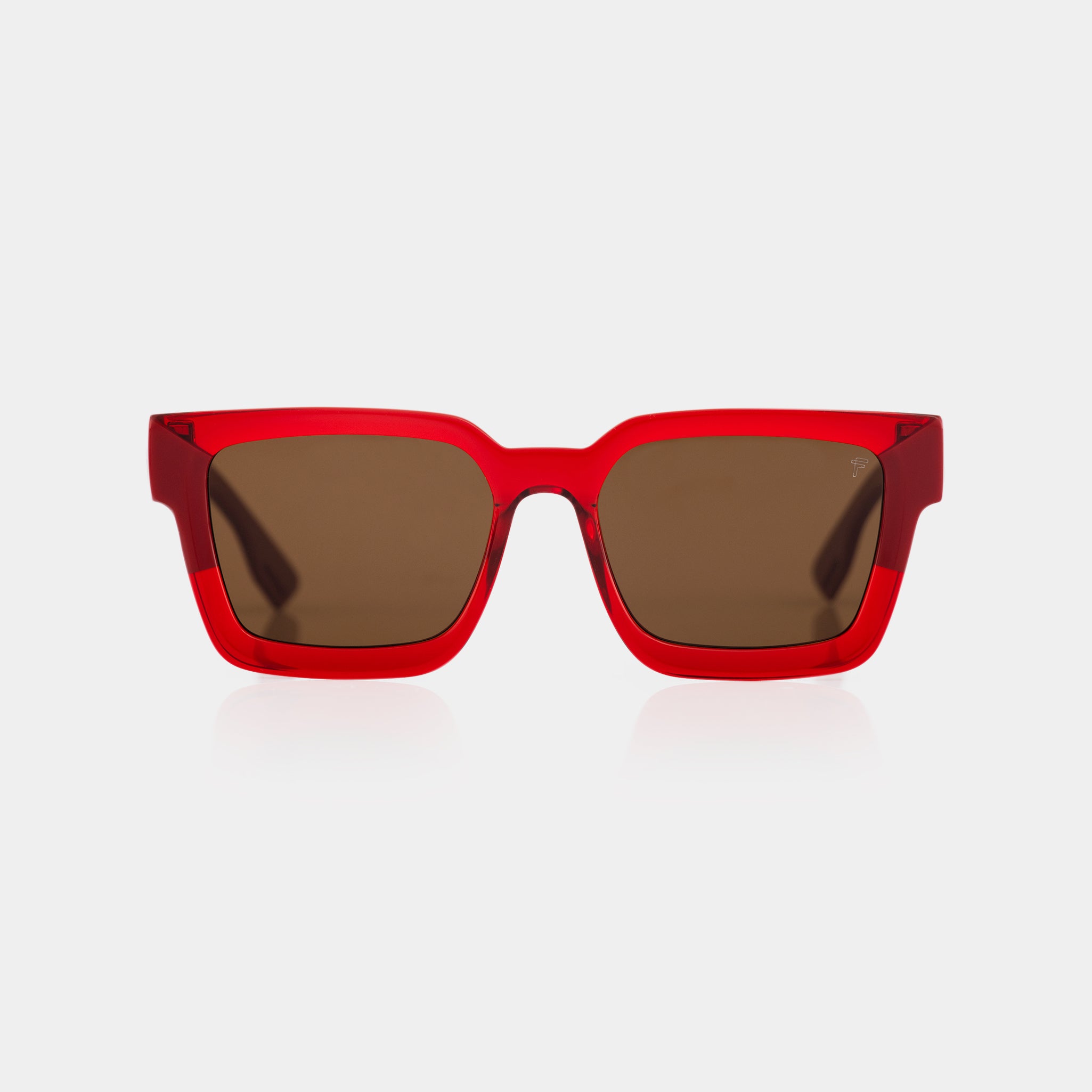Fento New Bilbao Red Glasses – bold red acetate frame with a clean, structured silhouette.