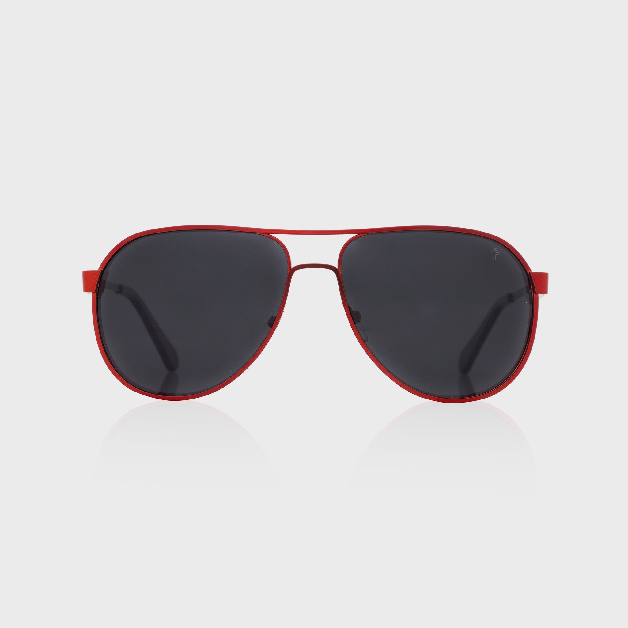 Nomad Sunglasses – bold stainless steel frame in vibrant red.

