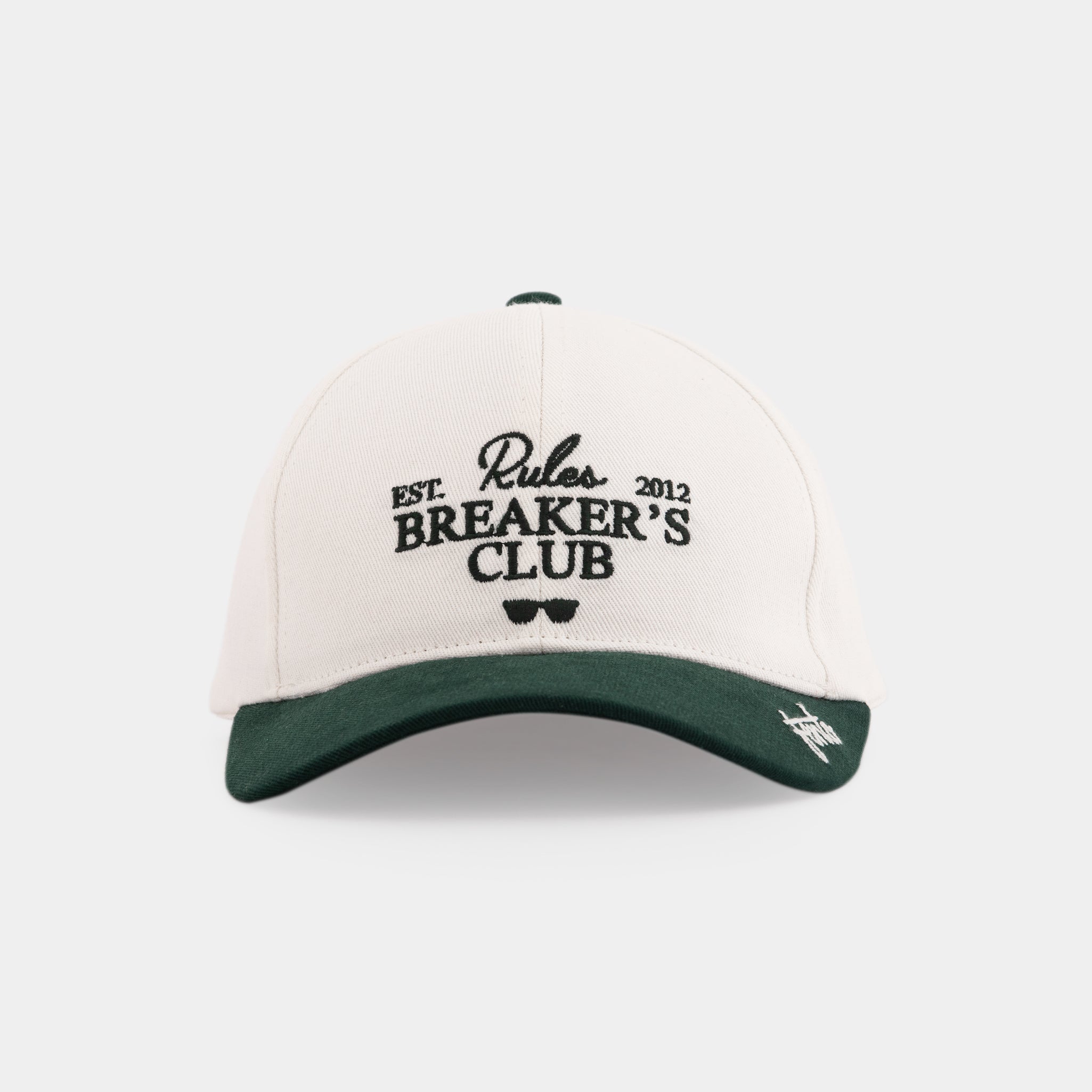 Rules Breakers green cap – classic baseball fit in bold forest green.