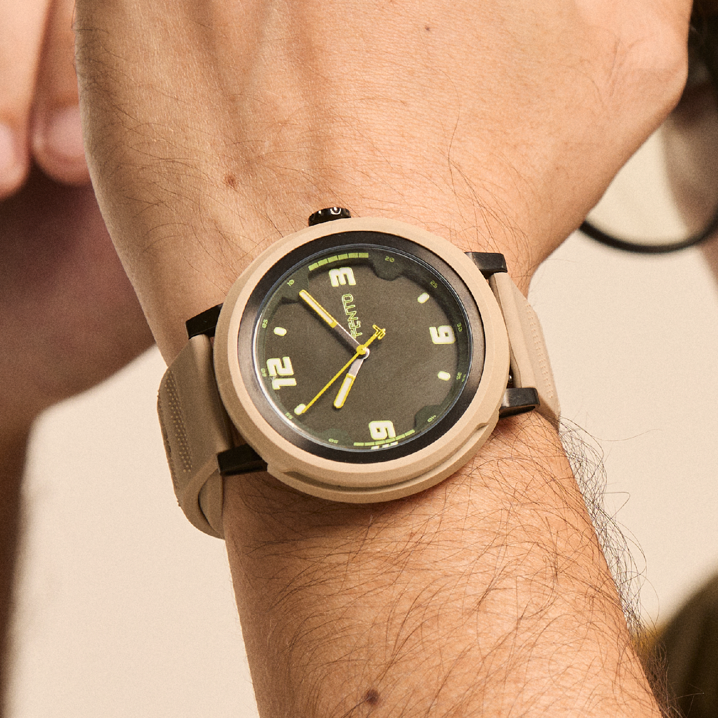 Beige Bolt Sport Watch – lightweight, versatile, and perfect for an active lifestyle.