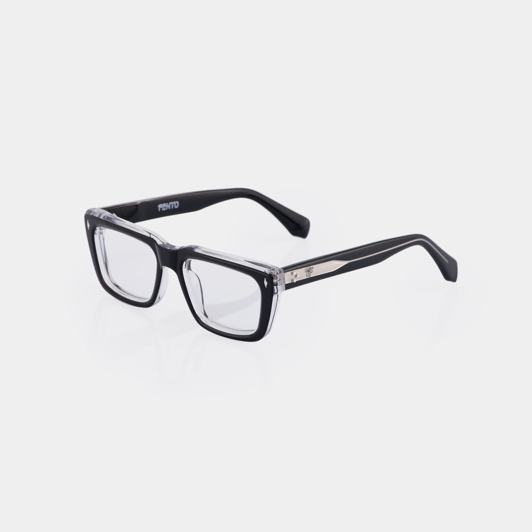 Fento Tom eyeglasses – handcrafted black acetate frame with minimalist style.