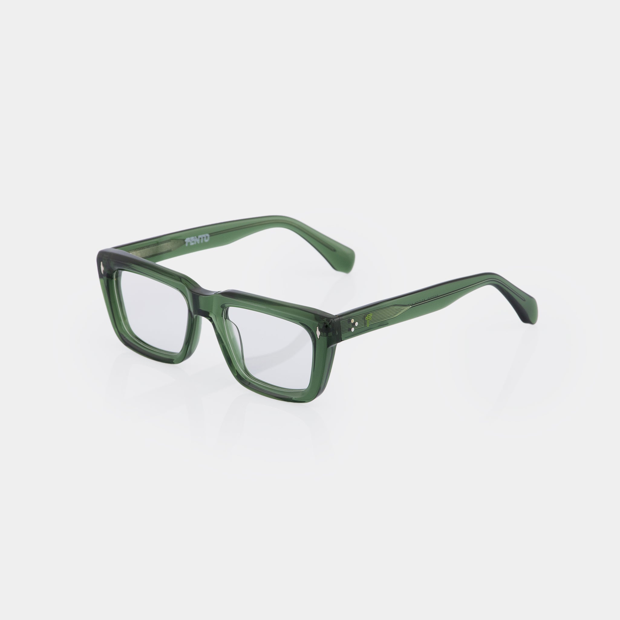 Fento Tom Olive – unisex eyeglasses with green-toned acetate and modern edge.